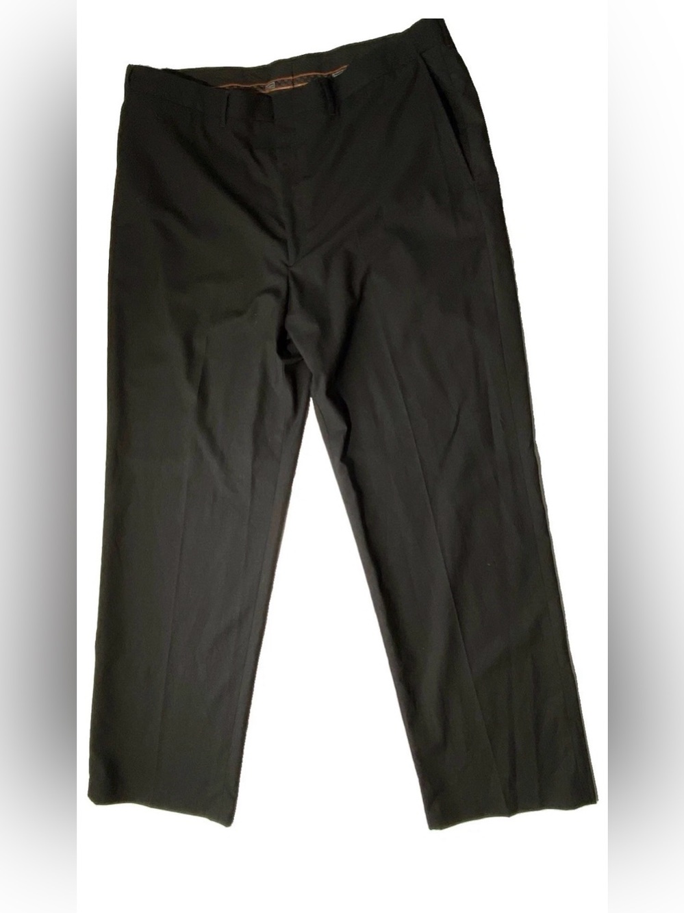 GOOD Mens 42 X 32 Haggar Flat Front Dress Casual Pants Polyester Rayon Black